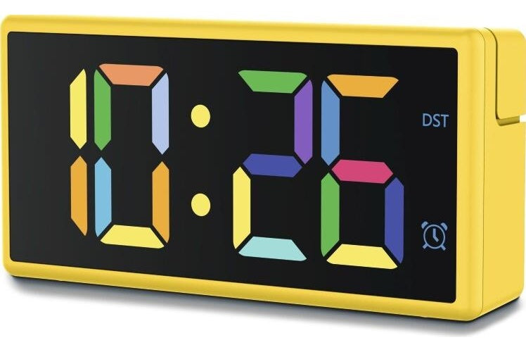 Hama Digitaler Wecker Ibiza, Multicolor-Display, mit USB-Ladefunktion, Gelb (00222210) afbeelding 1