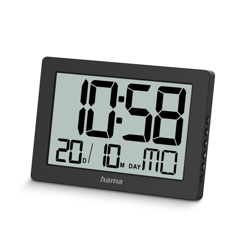 Hama Digital Table Wall Clock Ko Tao Black - Calendar & Weekday