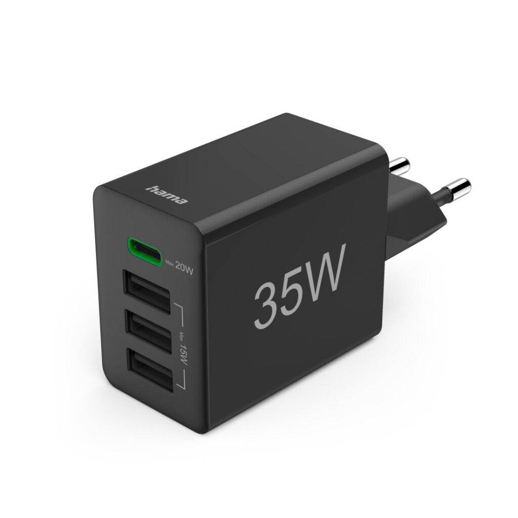 Hama Fast Charger 1x USB-C PD 3x USB-A 35W Black