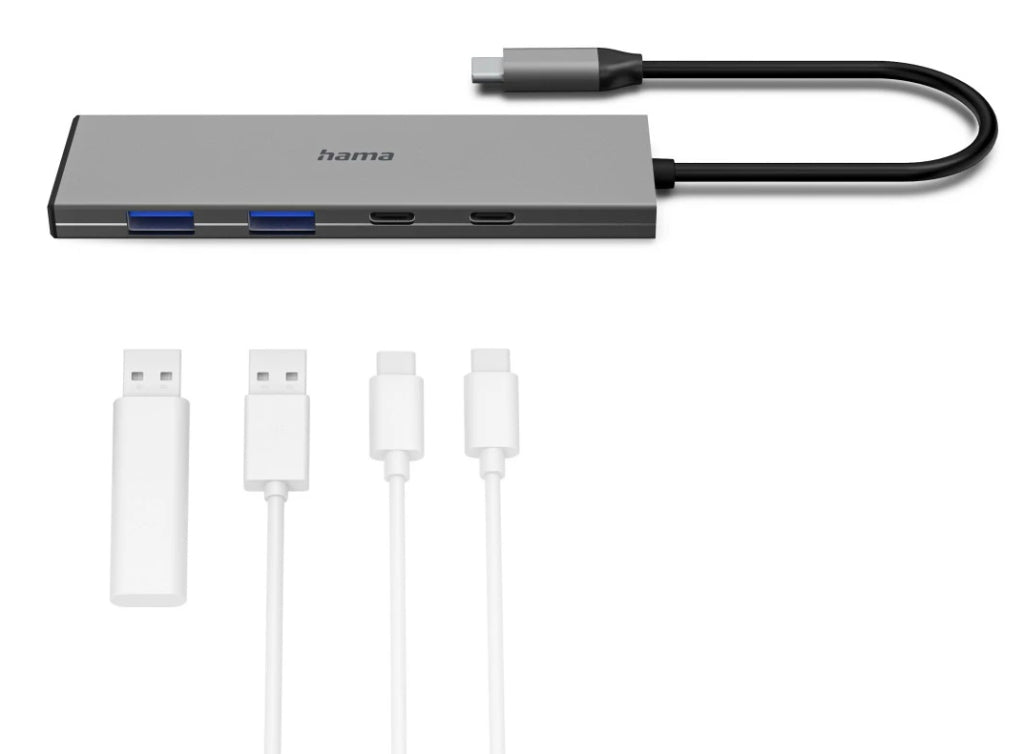 Hama USB-C Hub 4 Ports 2x USB-A 2x USB-C USB 3.2 Gen2 10 Gbit/s PD Aluminum