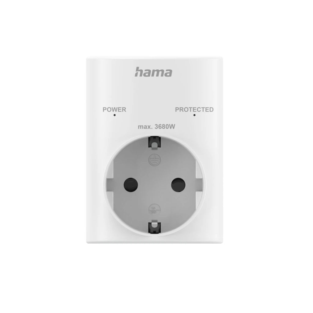 Hama Grounded Socket Adapter Surge Protection 250V White