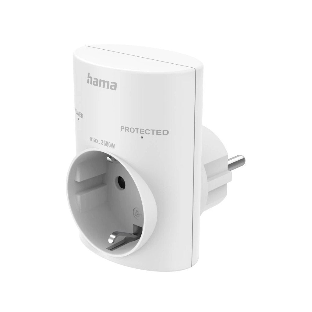 Hama Grounded Socket Adapter Surge Protection 250V White