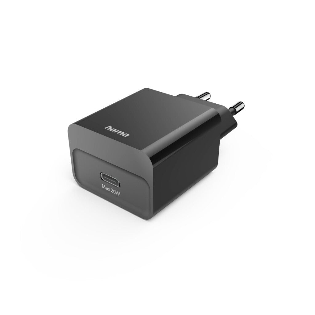 Hama Fast Charger USB-C PD 20W Black - Power Delivery Adapter for Smartphones
