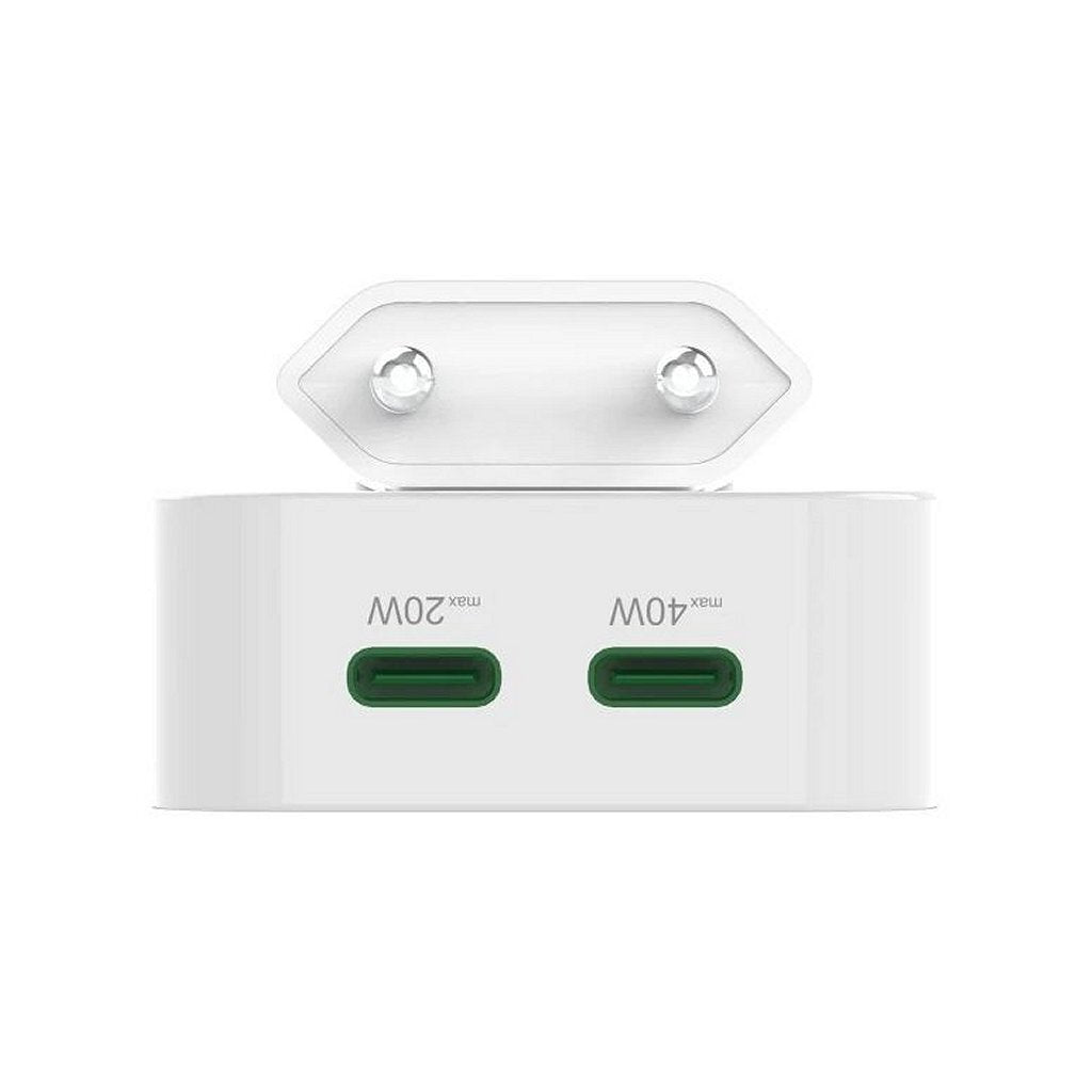 Hama Snellader GaN 2x USB-C Inklapbare Mini-Oplader PD 40W Wit