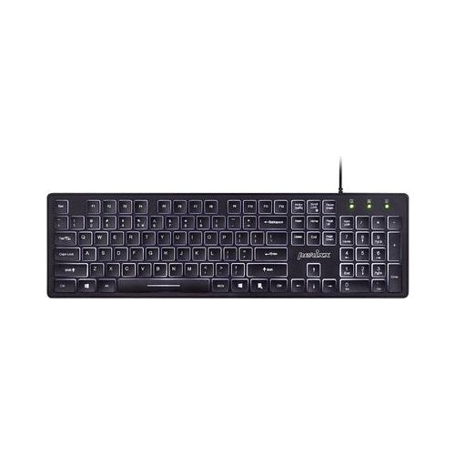 Perixx PERIBOARD-317 - Tastatur - Standard, mit großen Druckbuchstaben - hintergrundbeleuchtet - USB - QWERTY - USA - Schwarz (PERIBOARD-317 DE B) afbeelding 1