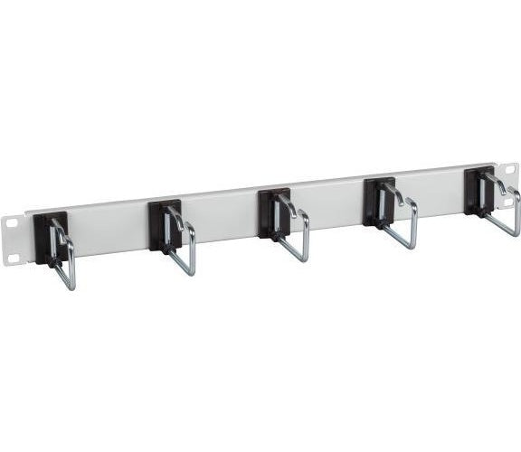 EFB-Elektronik 48,30cm (19") 1HE Kabelführungspanel, 5 x Stahlbügel 75 mm, Frontblende RAL7035 Hersteller: EFB Elektronik (699980.1) afbeelding 1