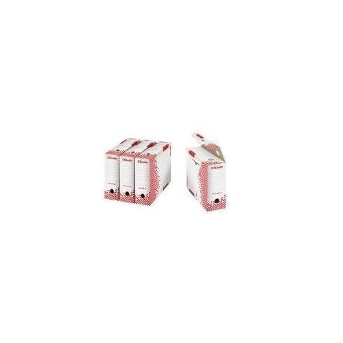 Esselte Archiv-Schachtel SPEEDBOX, DIN A4, weiß/rot,(B)150mm aus 100% recycelter Pappe, zu 100% wiederverwertbar, - 25 Stück (623909) afbeelding 1