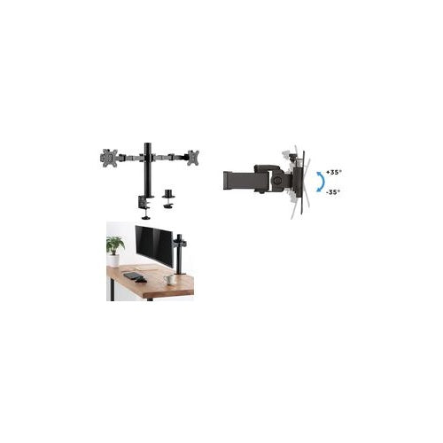 Logilink - Befestigungskit - für 2 LCD-Displays (einstellbarer Arm) - Stahl - black - Bildschirmgröße: 43.2-81.3 cm (17"-32") - Klemmmontage, Tülle (BP0106) afbeelding 1
