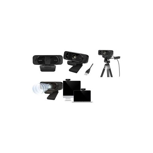 LogiLink Full-HD-USB-Webcam mit Dual-Mikrofon, schwarz 96 Grad Weitwinkelobjektiv, Fixfokus, Full-HD-Auflösung, - 1 Stück (UA0381) afbeelding 1