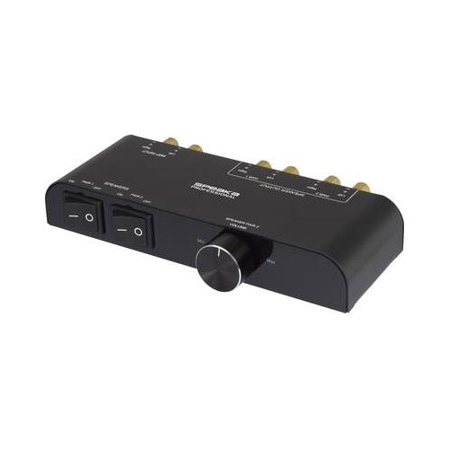 SpeaKa Professional 2 Port Lautsprecher-Umschalter integrierter Lautstärkeregler Schwarz (SP-6518220) afbeelding 1