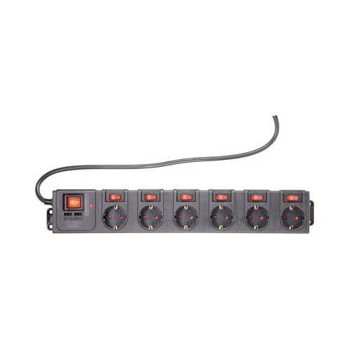 Renkforce 615C-CMB-SUSB Steckdosenleiste mit Schalter Schwarz Schutzkontakt (RF-3313344) afbeelding 1