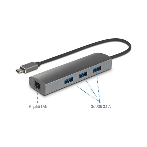Renkforce RF-3374952 Schnittstellen-Hub USB 2.0 Type-C 1000 Mbit/s Schwarz - Grau (RF-3374952) afbeelding 1