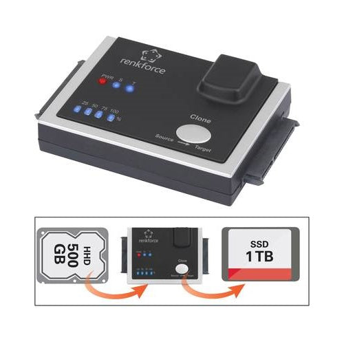 Renkforce 1fach Festplatten-Kopierstation SATA mit Löschfunktion (RF-3390044) afbeelding 1
