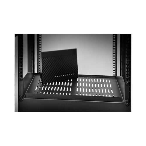 Renkforce RF-3432144 48,30cm (19")  Netzwerkschrank-Geräteboden 2 HE Geeignet für Schranktiefe: ab 400 mm Schwarz (RF-3432144) afbeelding 1