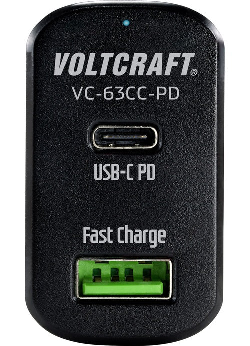 VOLTCRAFT VC-63CC-PD KFZ USB-Ladegerät Ausgangsstrom (max.) 3 A 2 x USB, USB-C Buchse USB Power Delivery (USB-PD) (VC-63CC-PD) afbeelding 1