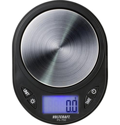 VOLTCRAFT PS-750 Taschenwaage Wägebereich (max.) 750 g Ablesbarkeit 0.1 g batteriebetrieben Schwarz (PS-750) afbeelding 1