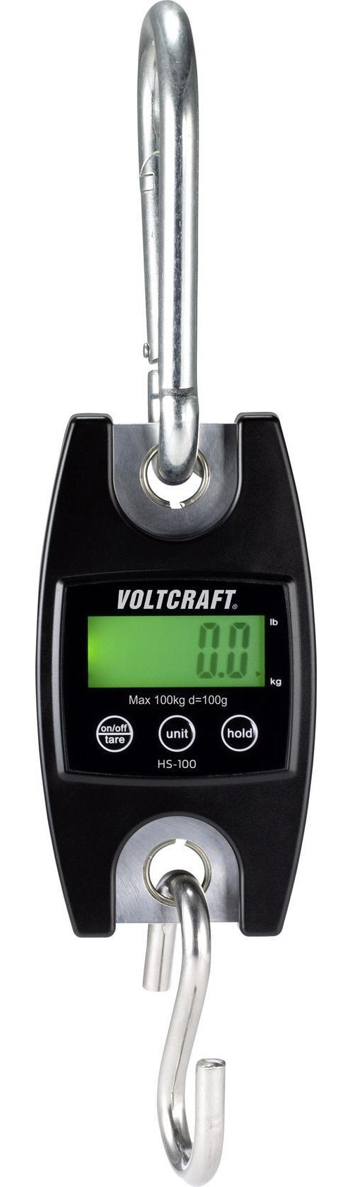 VOLTCRAFT HS-100 Hängewaage Wägebereich (max.) 100 kg Ablesbarkeit 100 g Schwarz (HS-100) afbeelding 1