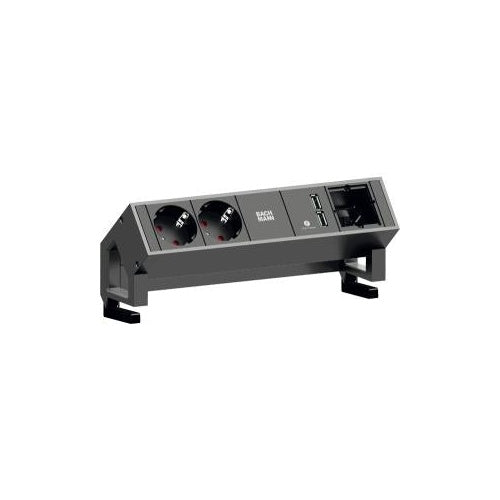 Bachmann DESK 2 - Steckdosenleiste - Eingabe, Eingang GST18 - Ausgangsanschlüsse: 2 (2 x USB, 2 x Spannung) - 20cm Schnur - Deutschland - black (902.602) afbeelding 1