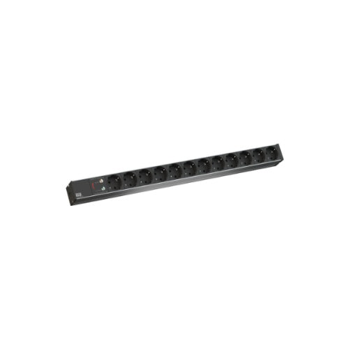 Bachmann IT PDU Basic - Stromverteilungseinheit (Rack - einbaufähig) - Wechselstrom 230 V - 1-phasig - Eingabe, Eingang CEE 7/7 (SCHUKO) - Ausgangsbuchsen: 12 (CEE7/3 (SCHUKO)) - 2 m (800.2334) afbeelding 1