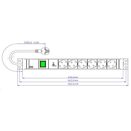 Bachmann Steckdosenleiste 19Z 1, 5HE 6xCEE7/3 800.3937 (800.3937) afbeelding 2