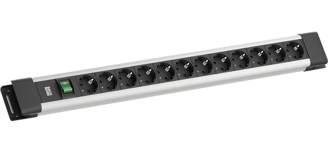 Bachmann CONNECTUS 12xCEE7/3 1xSchalter 2.0m CEE7/7 Grau (BM005901) afbeelding 1