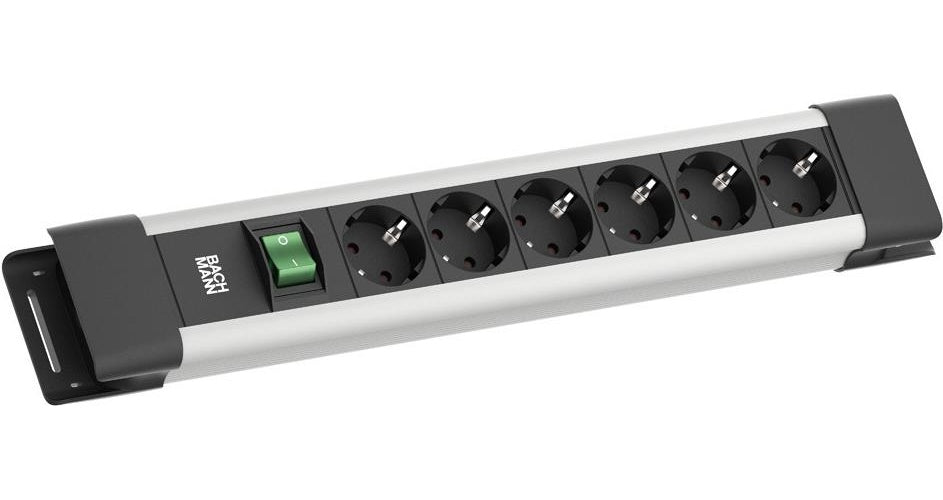Bachmann CONNECTUS 6xCEE7/3 1xSchalter 2.0m CEE7/7 Grau (BM005905) afbeelding 1