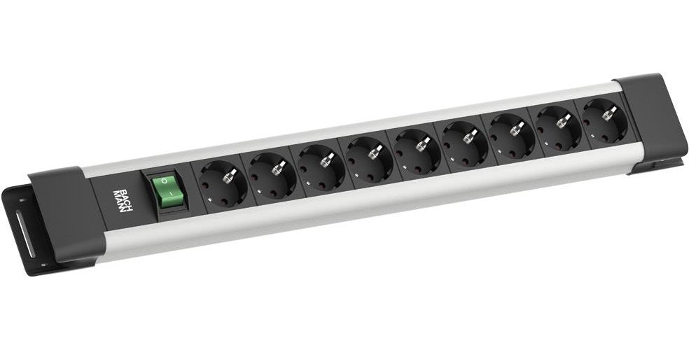 Bachmann CONNECTUS 9xCEE7/3 1xSchalter 2.0m CEE7/7 Grau (BM005902) afbeelding 1