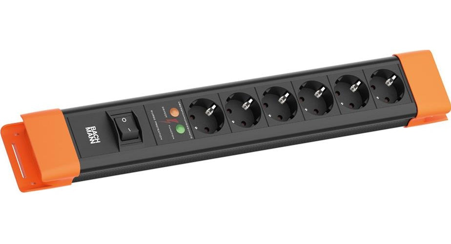 Bachmann CONNECTUS 6xCEE7/3 1xSPD 1xSchalter 2.0m CEE7/7 Sw/Or (BM005916) afbeelding 1