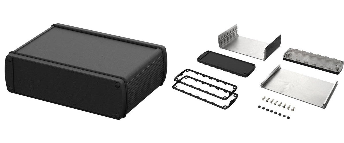 Bopla ABPH 1600-0100 ALUBOS_SET 84166100.HMT1 Profil-Gehäuse 169 x 100 x 52 Aluminium Schwarz (RAL 9005) 1 St. (84166100.HMT1) afbeelding 1