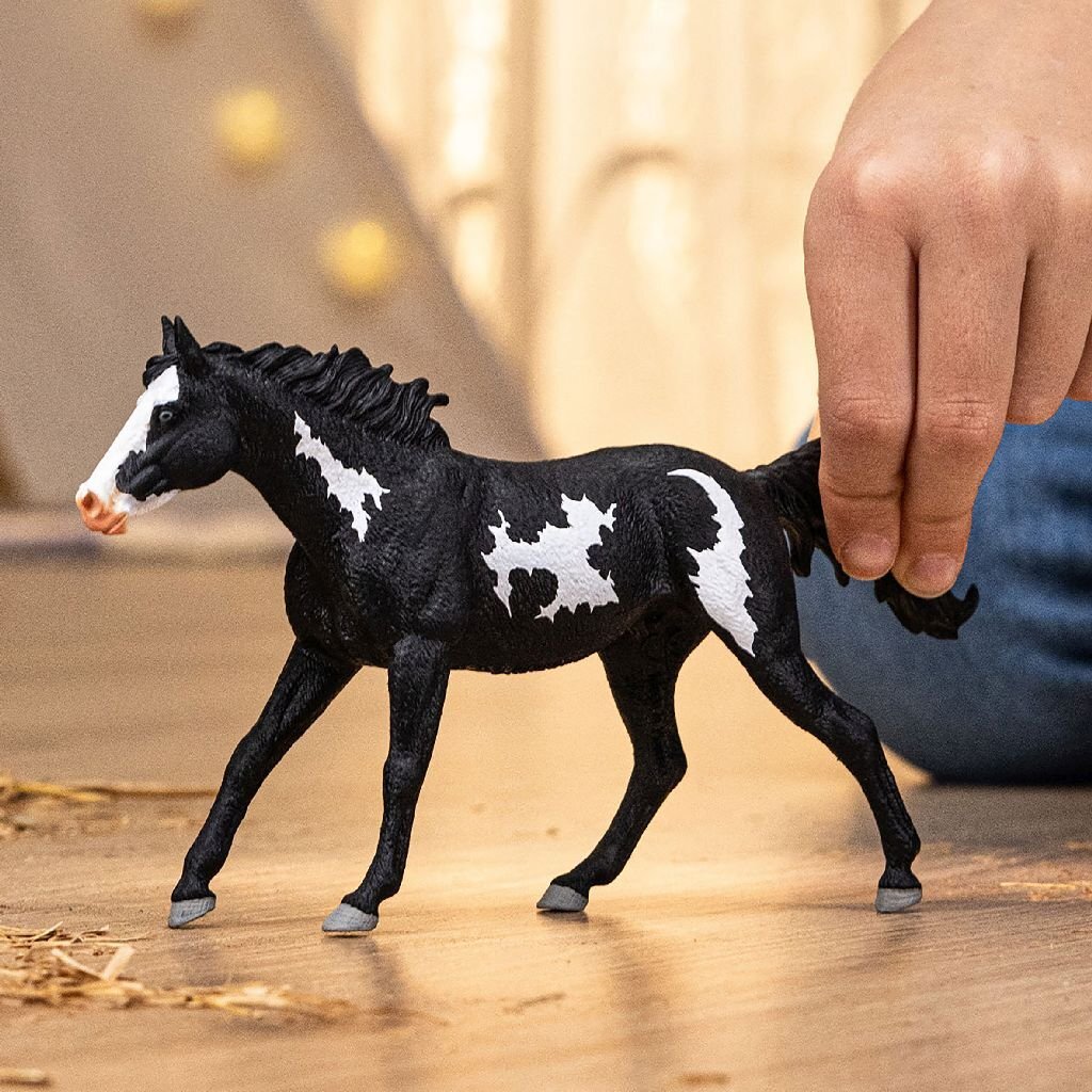 Schleich Horse Club Paint Gelding - Black and White, Galloping Pose - Ages 3+
