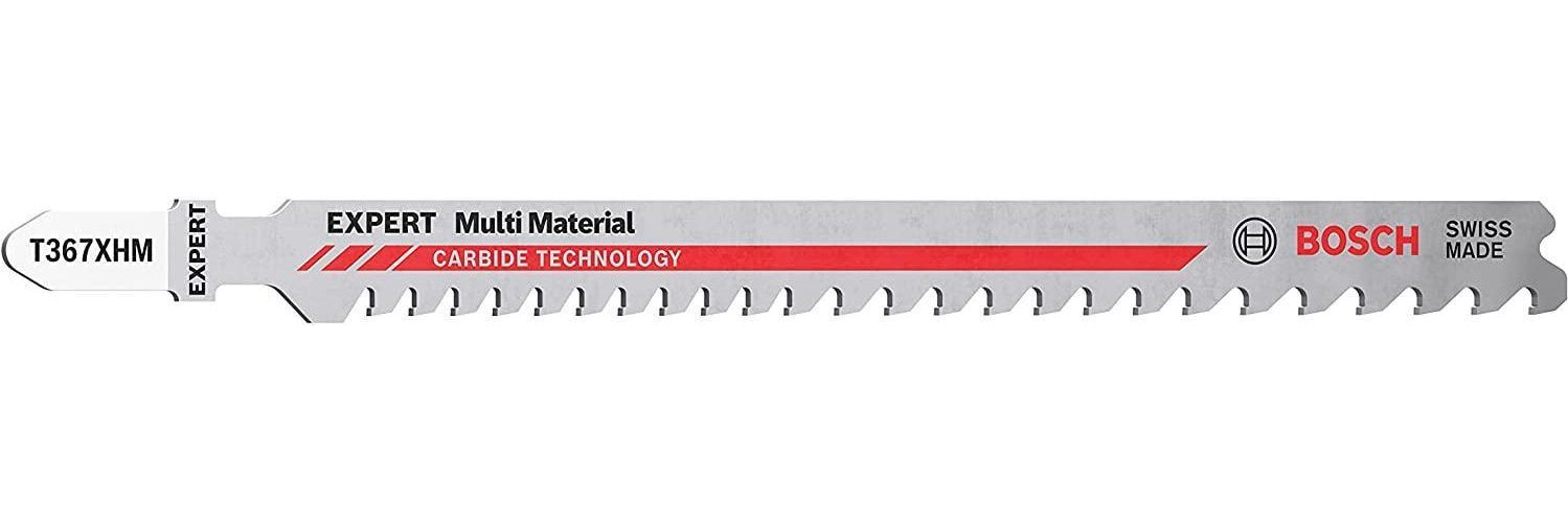 Bosch Expert Multi Material T 367 XHM - Stichsägenblatt - für Kunststoff, Aluminium, Konstruktionsholz mit Mörtel und Nägeln, stahlverstärktes Holz, robuster Stahl - 3 Stücke - T-Schaft - Länge: 132 mm afbeelding 1