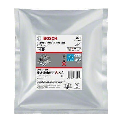 Bosch R782 - Schleifteller - für Edelstahl - 25 Stücke - 125 mm - X-LOCK - Körnung: K36 - für GWX Professional 750-125 afbeelding 1