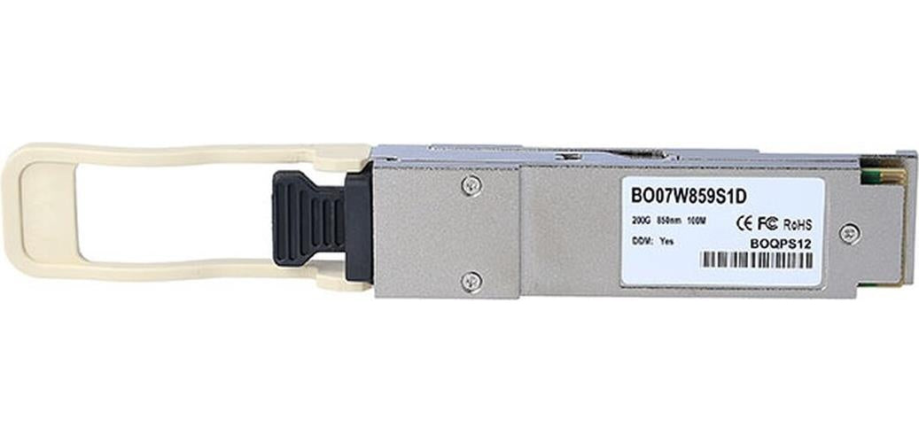 Kompatibler Dell QSFP56-200G-SR QSFP56 Transceiver, MPO/MTP, 200GBASE-SR4, Multimode Fiber, 850nm, 100 Meter, 0°C/+70°C, DDM (QSFP56-200G-SR-DE-BO) afbeelding 1