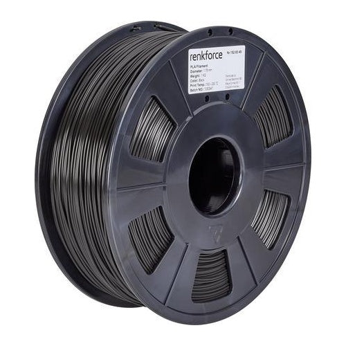 Renkforce RF-4511188 3D-Druckmaterial Polyacticsäure (PLA) Schwarz 1 kg (RF-4511188) afbeelding 1