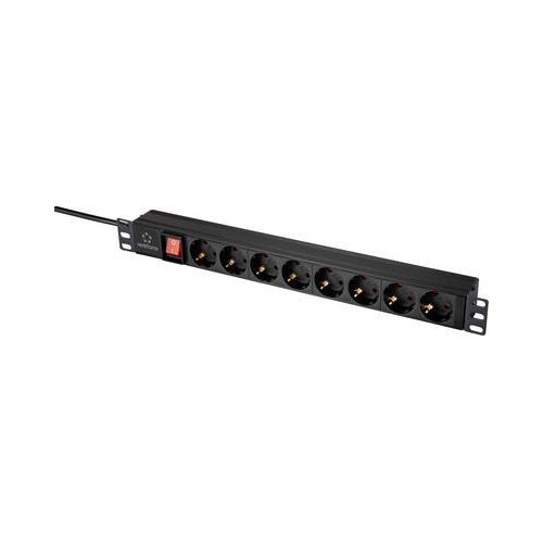 Renkforce RF-4604248 48,30cm (19")  Netzwerkschrank-Steckdosenleiste 1 HE Schutzkontaktsteckdose mit Schalter Black (RF-4604248) afbeelding 1