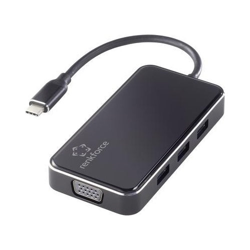Renkforce RF-HUB-230 6 Port USB-Kombi-Hub mit Aluminiumgehäuse Schwarz (RF-4613076) afbeelding 1