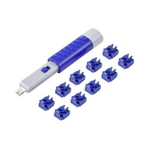 Renkforce RJ45 LAN Port Schloss RF-4695234 10er Set Silber-Blau inkl. 1 Schlüssel RF-4695234 (RF-4695234) afbeelding 1