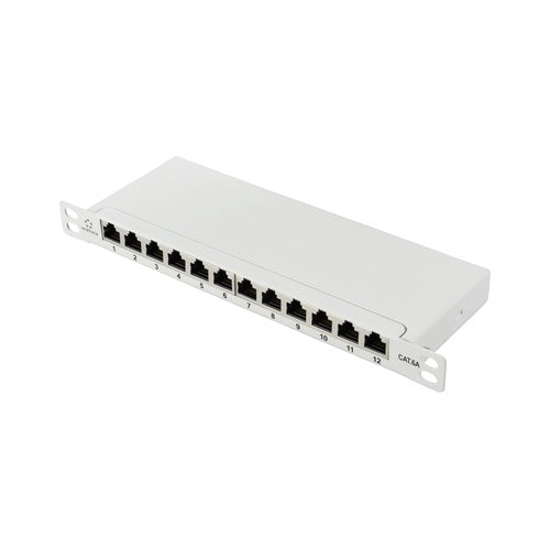 Renkforce RF-4996628 12 Port Patch-Panel 254 mm (10) CAT 6a 0.5 HE Grau Bestückt (RF-4996628) afbeelding 1
