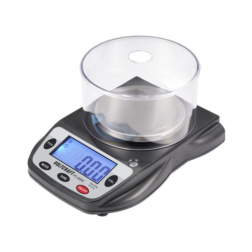 VOLTCRAFT PS-600C Präzisionswaage Wägebereich (max.) 600 g Ablesbarkeit 0.01 g batteriebetrieben Schwarz (VC-14497330) afbeelding 1