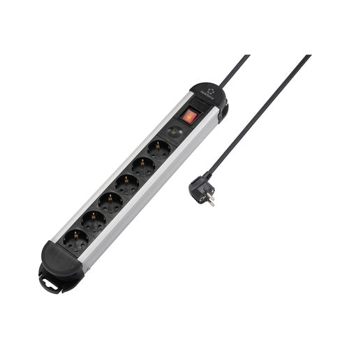 Renkforce RF-6417718 Überspannungsschutz-Steckdosenleiste 6fach Schwarz, Aluminium Schutzkontakt 1 St. (RF-6417718) - 4064161332871 - image 1