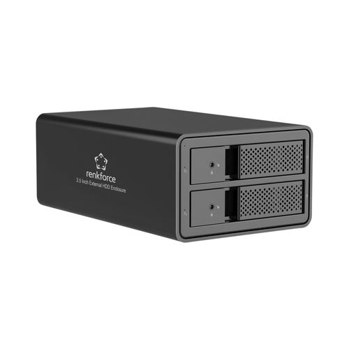 Renkforce RF-6647596 8.9 cm (3.5 Zoll) Festplattengehäuse 2 Bay 3.5 Zoll USB-A (USB 3.0) (RF-6647596) afbeelding 1