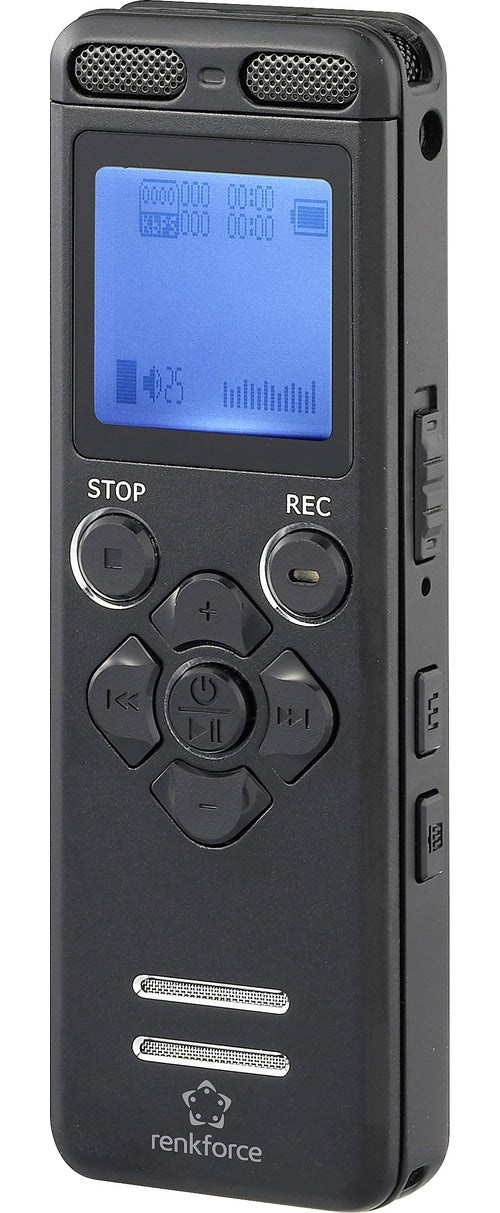 Renkforce RF-DVR-E36 Digitales Diktiergerät Aufzeichnungsdauer max. Schwarz (RF-6691330) afbeelding 1
