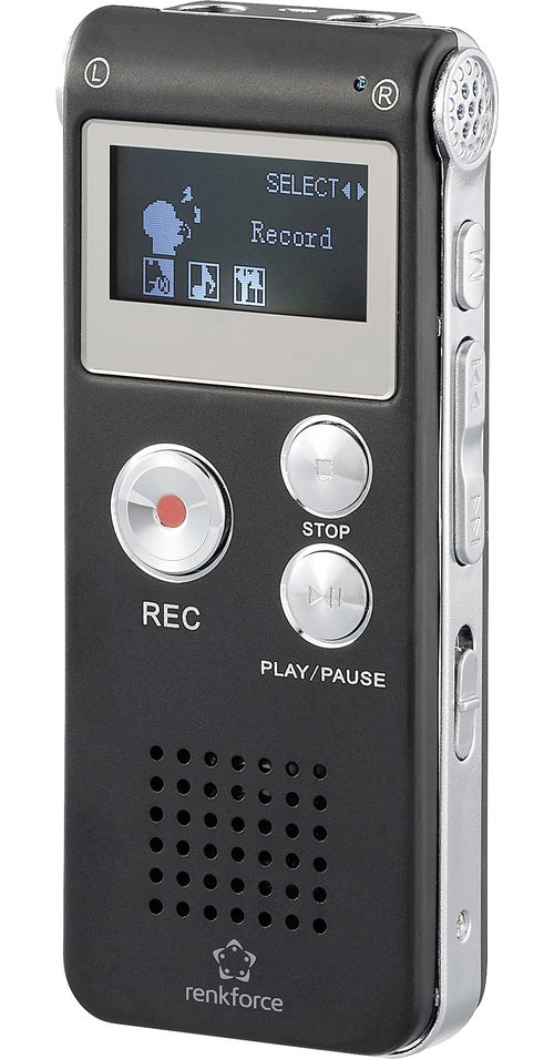 Renkforce RF-DVR-L169 Digitales Diktiergerät Aufzeichnungsdauer max. Schwarz (RF-6691332) afbeelding 1
