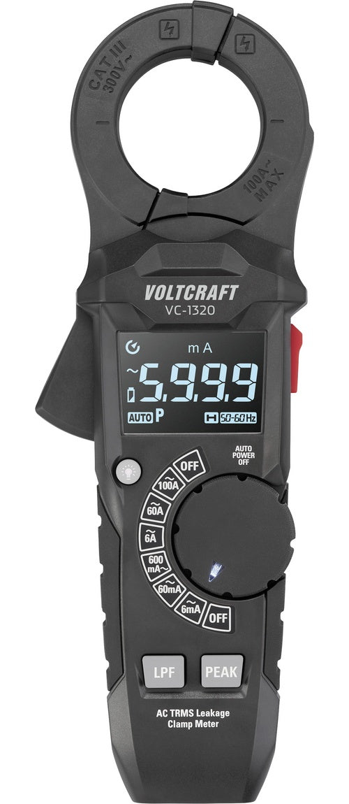 Voltcraft VC-1320 VC-17156745 Leckstromzange  6000?Counts  1?µA6000?mA  32?mm  digitale Anzeige (VC-17156745) afbeelding 1