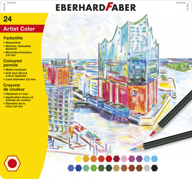 Eberhard Faber EF-516124 Colored Pencils Metal Case 24 Pieces