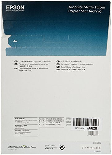 Epson Archival Matte Paper A4 189 g/m² 50 Sheets M3170 SC-P700 P7500 P900 P9500 T2100 T3100 T3405 T5100 T5400