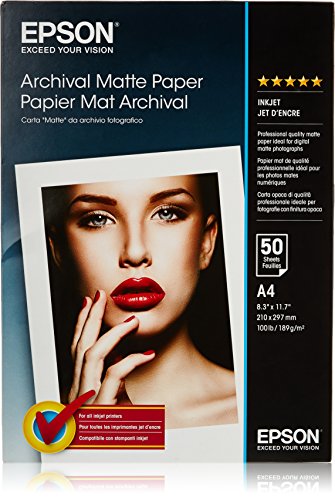 Epson Archival Matte Paper A4 189 g/m² 50 Sheets M3170 SC-P700 P7500 P900 P9500 T2100 T3100 T3405 T5100 T5400