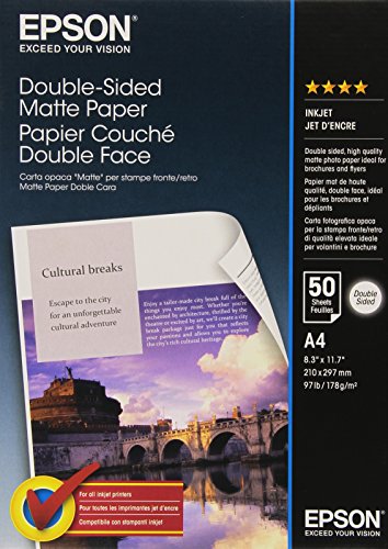 Epson Double-Sided Matte Paper - A4 - 50 Sheets - for EcoTank ET-2750,4750, L14150, SureColor SC-P700, P7500, P900, P9500