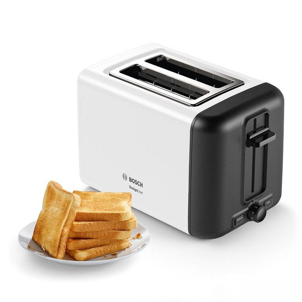 Bosch TAT3P421 Toaster White/Black - 2 Slices - 820-970W - DesignLine