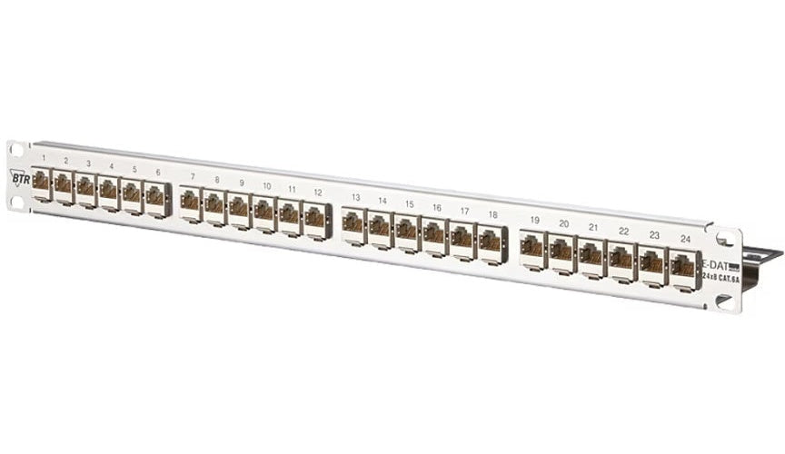 METZ CONNECT E-DAT modul 24x8(8) 1HE Patchfeld Cat.6A Edelstahl - Patch Panel - 1U - 24 Ports (130921-E) - 4250184106166 - image 1